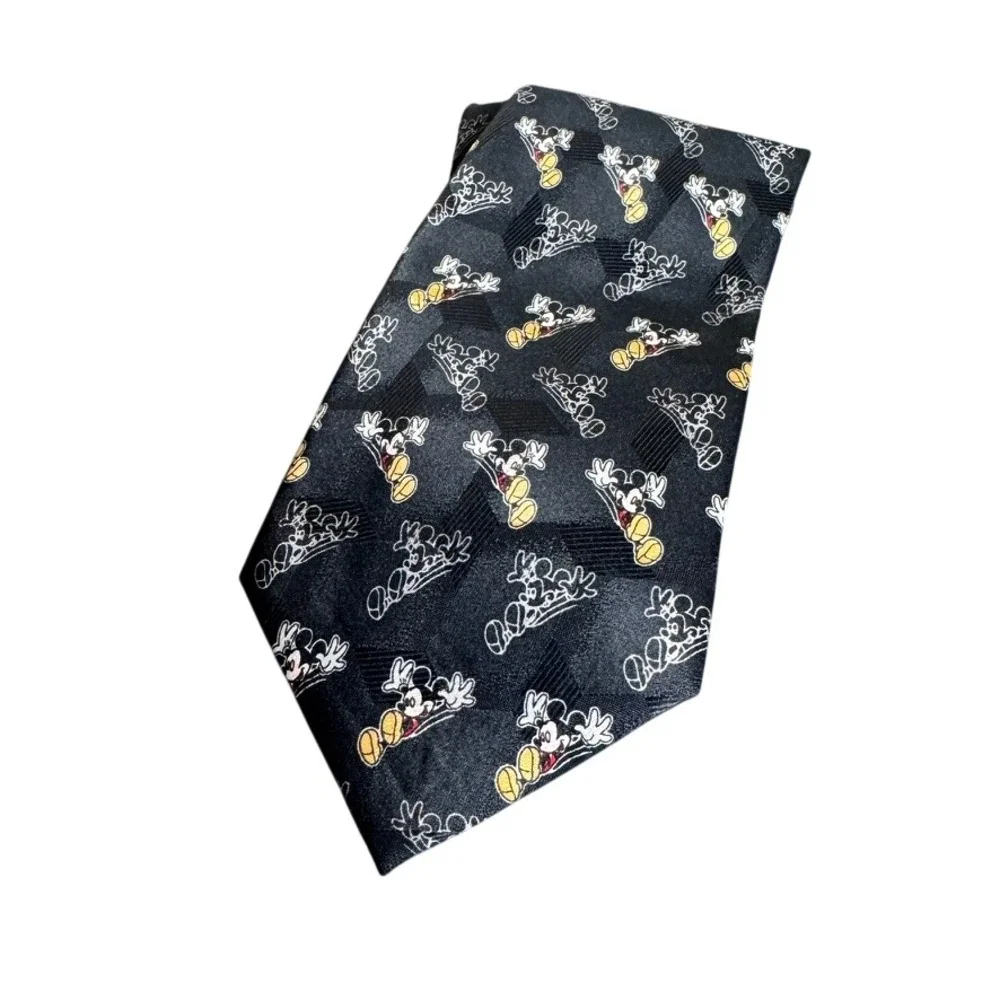 Disney Mickey & Co Mens Black Necktie Fun‎ Character Print
